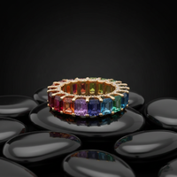 Rainbow Multi-Gem 14K Eternity Band Ring