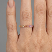 Vibrant Sapphire 14K Gold Eternity Band Ring