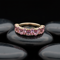 Pink Sapphire Pear-Cut Half Eternity Band Ring in 14K Gold