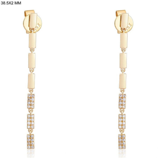 Linear Luxe Diamond Drop Earrings in 14K Yellow Gold