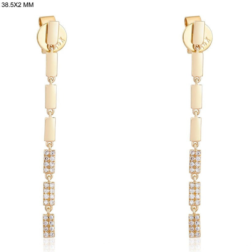 Linear Luxe Diamond Drop Earrings in 14K Yellow Gold