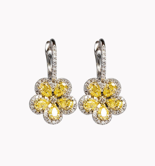 Iridescent Flow Diamond Drop Earrings in 18K Yellow Gold