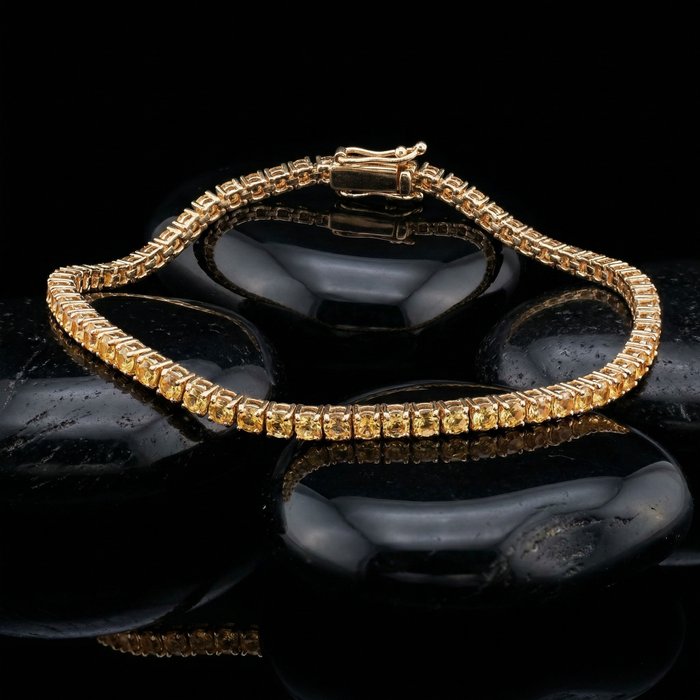 Warm Dawn Champagne Sapphire 14K Yellow Gold Tennis Bracelet