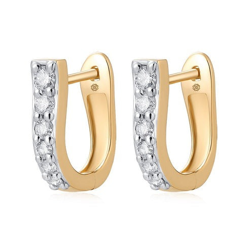 Opulent Diamond Huggie Earrings in 14K Yellow Gold