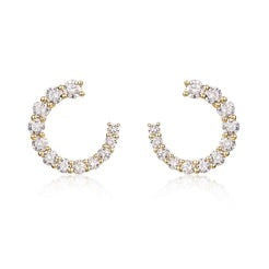 Golden Charm Diamond Hoop Earrings in 14K Yellow Gold