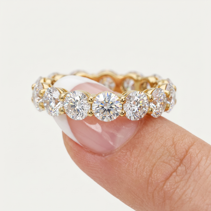 Seven Carat Round Diamond Eternity Band Ring in 14K Gold