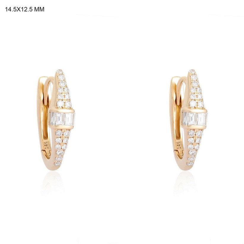 Mirage Diamond Charm Huggies Earrings in 14K Yellow Gold