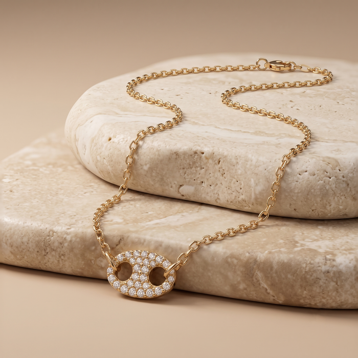 Elongated Paperclip Link Necklace in 14K Yellow Gold