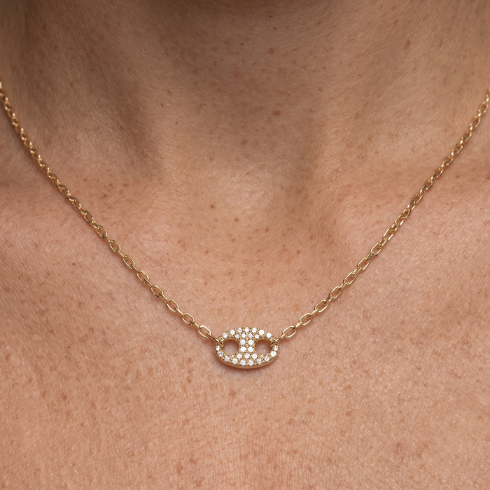 Elongated Paperclip Link Necklace in 14K Yellow Gold