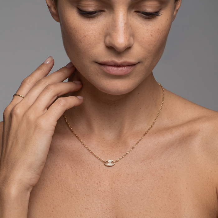 Elongated Paperclip Link Necklace in 14K Yellow Gold