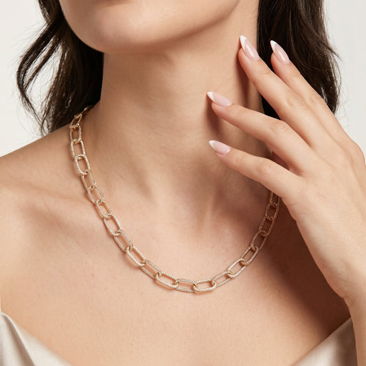 Diamond Luxe Link Chain Necklace in 14K Yellow Gold
