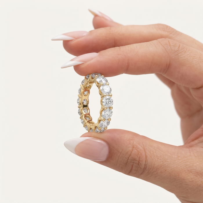 Seven Carat Round Diamond Eternity Band Ring in 14K Gold