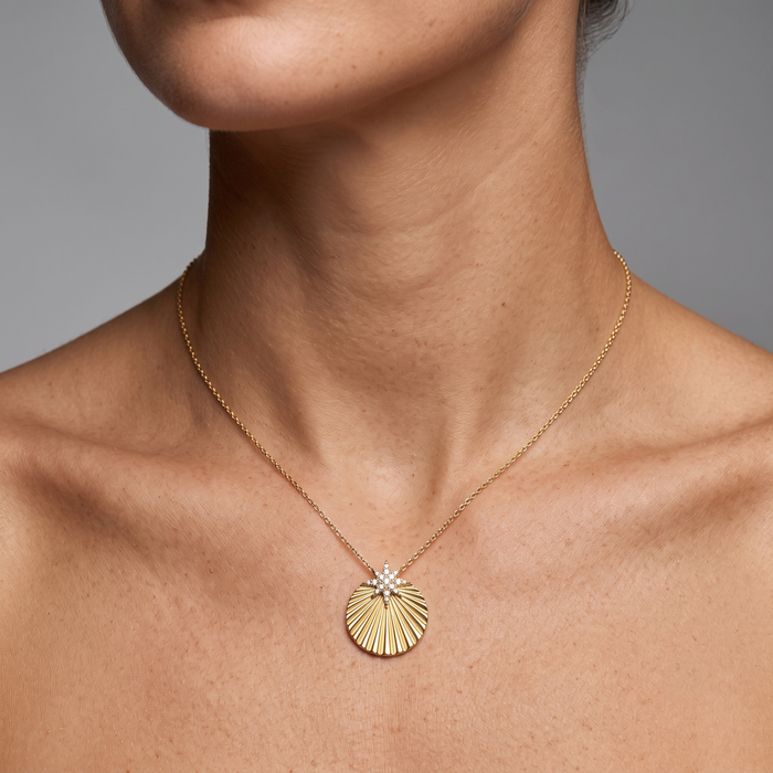 Star Diamond Pendant Necklace in 14K Yellow Gold