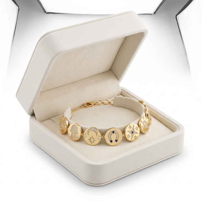 Golden Sapphire Bangle Charm Bracelet in 14K Yellow Gold