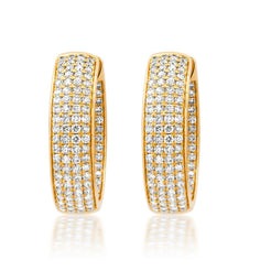 Eternal Diamond Hoop Earrings in 14K Yellow Gold