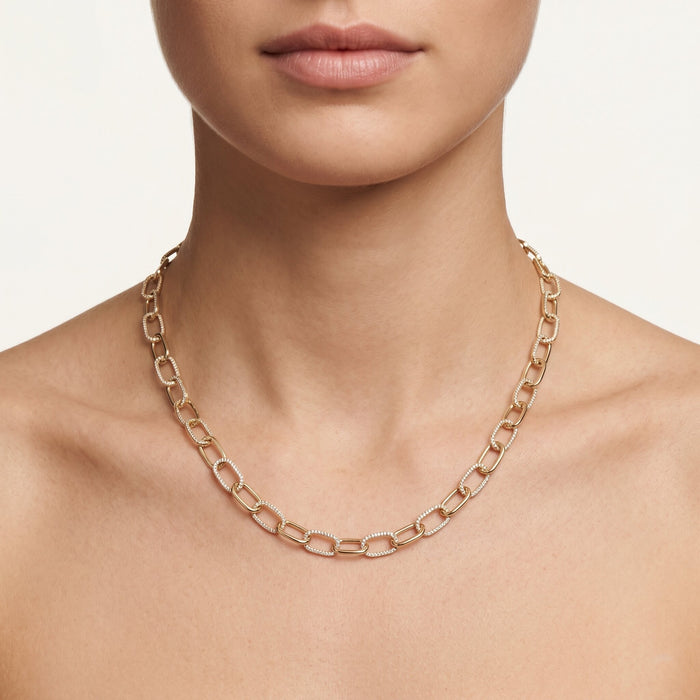 Diamond Luxe Link Chain Necklace in 14K Yellow Gold