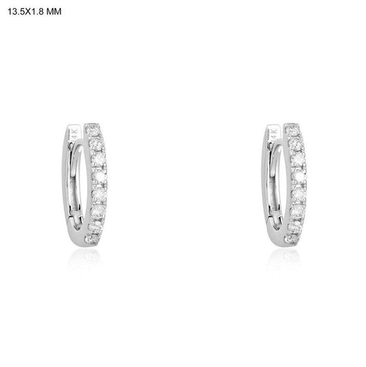 Pave Diamond Oval Huggies Earrings in 14K White Gold