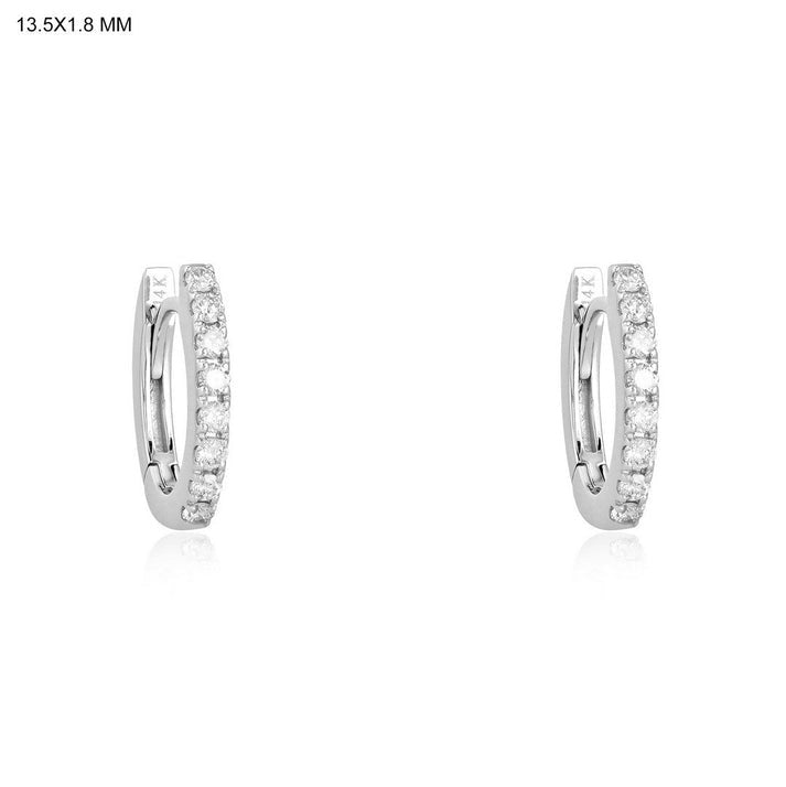 Pave Diamond Oval Huggies Earrings in 14K White Gold