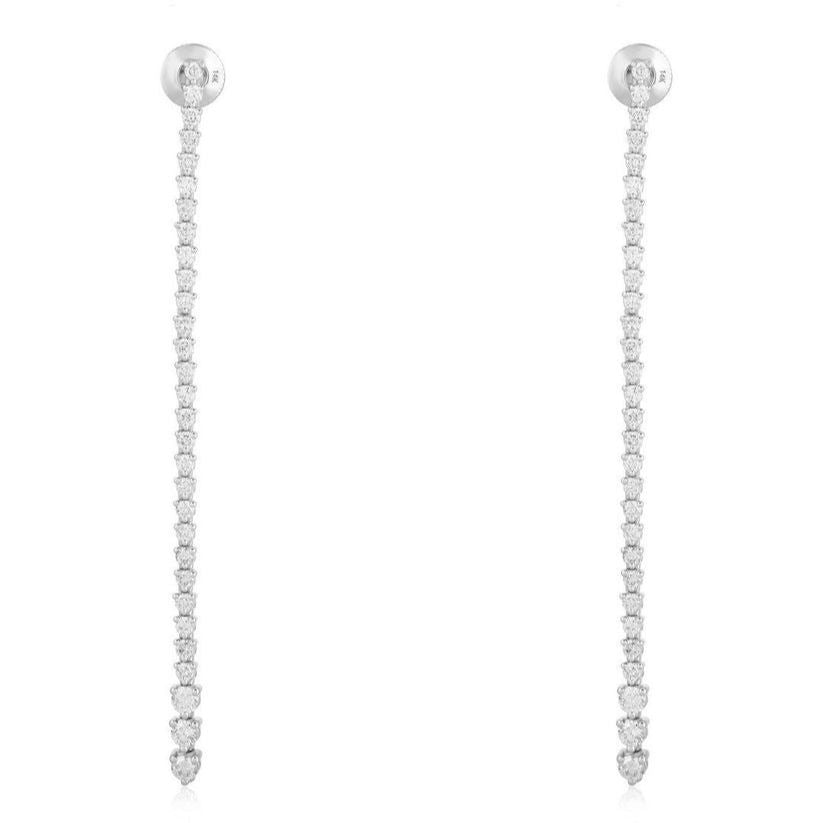 Diamond Long Line Drop Earrings in 14K White Gold