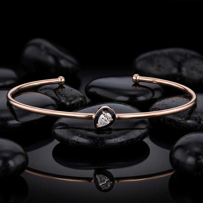Radiant Tide Diamond Bangle Bracelet in 14K Yellow Gold