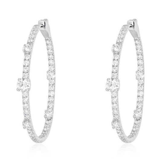Diamond Accent Thin Hoop Earrings in 14K Yellow Gold