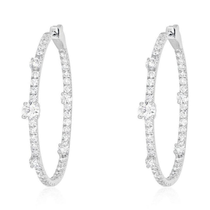 Diamond Accent Thin Hoop Earrings in 14K Yellow Gold