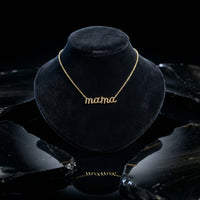 Natural Diamond Letter Mama Necklace in 14K Yellow Gold
