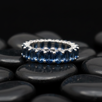 Classic Oval Blue 14K White Gold Sapphire Eternity Ring