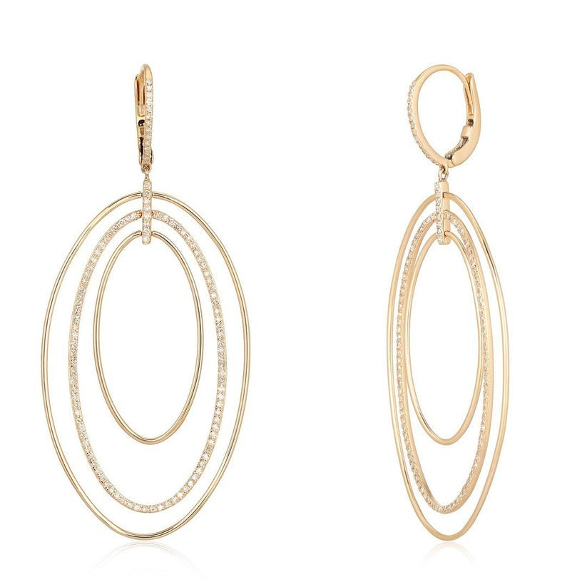 Echo Diamond Halo Drop Earrings in 14K Yellow Gold