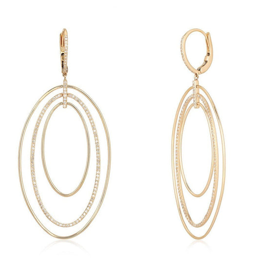 Echo Diamond Halo Drop Earrings in 14K Yellow Gold