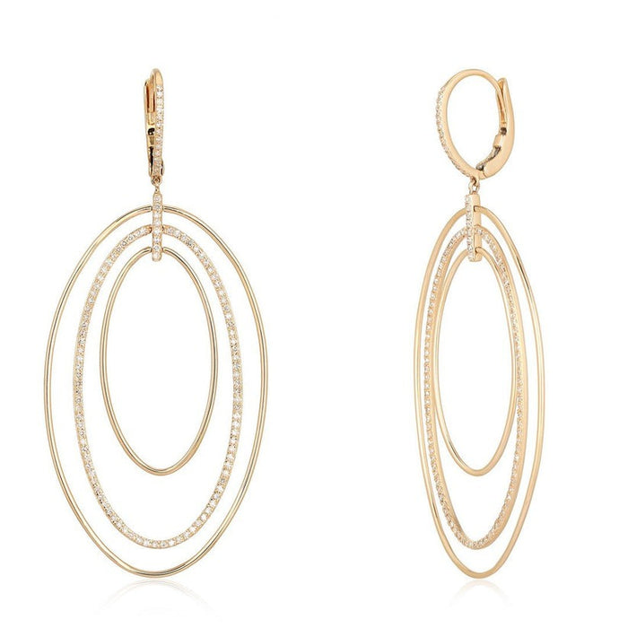 Echo Diamond Halo Drop Earrings in 14K Yellow Gold