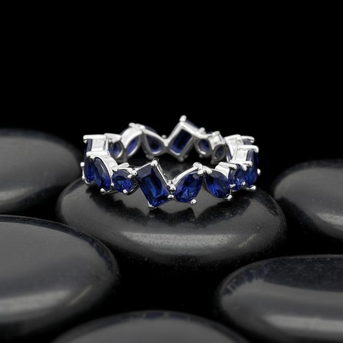 Sapphire Eternity 14K White Gold Band Ring