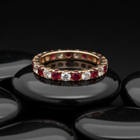 Ruby & Diamond Eternity 14K Gold Band Ring