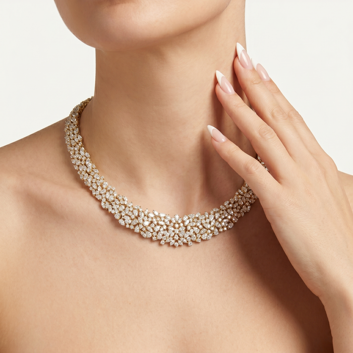 Carat Diamond Cluster Necklace in 18K Gold