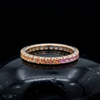 Vibrant Sapphire 14K Gold Eternity Band Ring