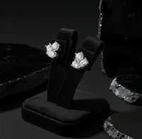 Multi Cut Diamond Heart Stud Earrings in 18K White Gold