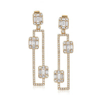 Geometric Diamond Drop Earrings in 14K Yellow Gold
