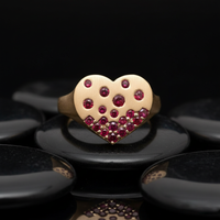 Elegant Ruby Heart 14K Gold Statement Ring