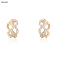 Infinity Twist Diamond Huggie Earrings in 14K Yellow Gold