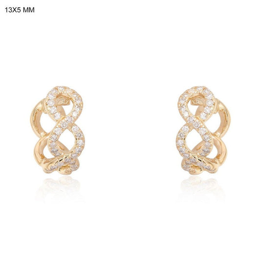 Infinity Twist Diamond Huggie Earrings in 14K Yellow Gold