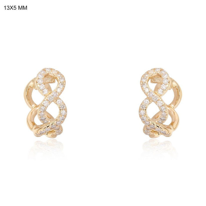 Infinity Twist Diamond Huggie Earrings in 14K Yellow Gold