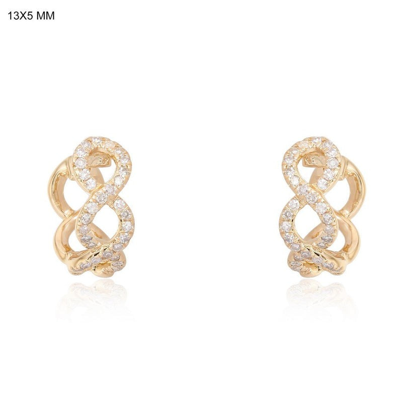 Infinity Twist Diamond Huggie Earrings in 14K Yellow Gold