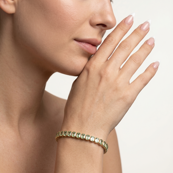 Lush Green 14K Yellow Gold Emerald-Cut Bracelet