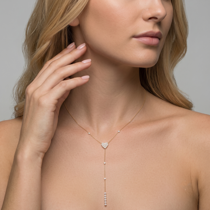 Diamond Serenity Lariat Necklace in 14K Yellow Gold