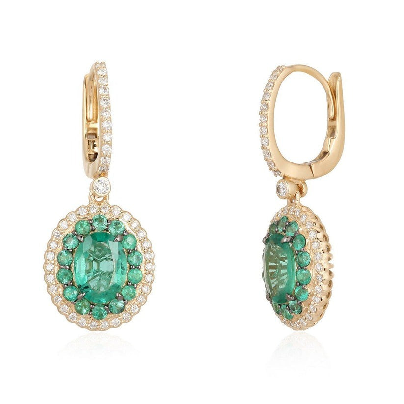 Dreams Diamond Radiant Drop Earrings in 14K Yellow Gold