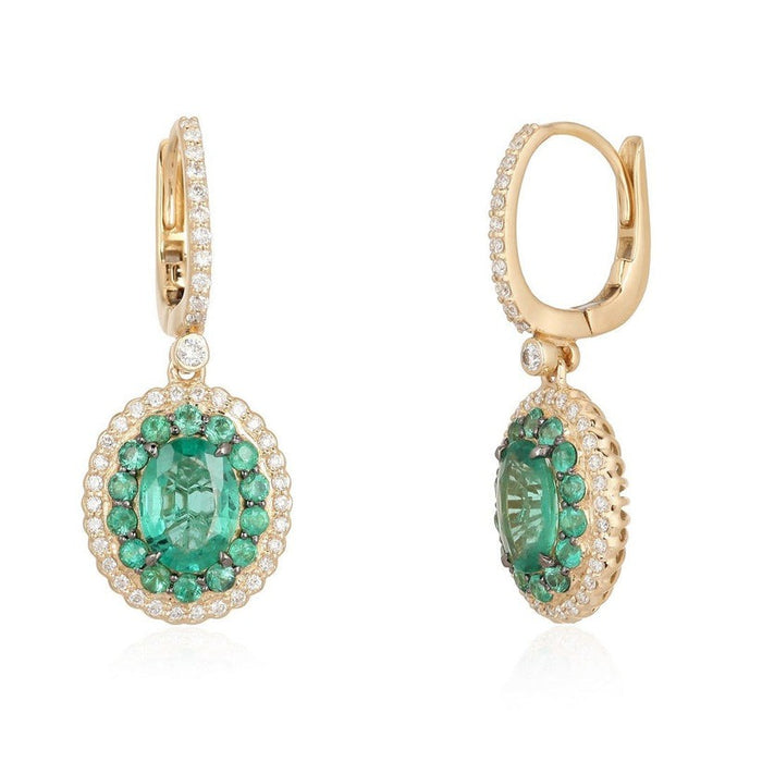 Dreams Diamond Radiant Drop Earrings in 14K Yellow Gold