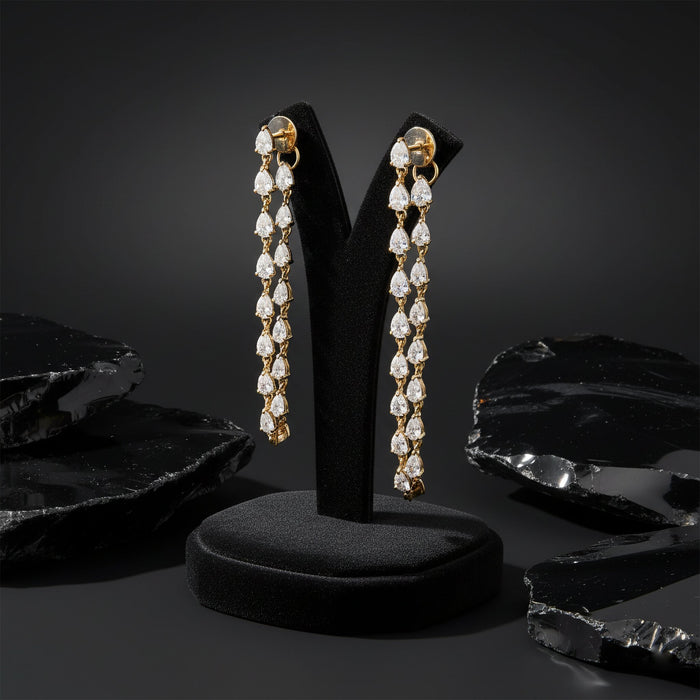 Pear Shape Diamond Hoop Earrings in 14K Yellow Gold