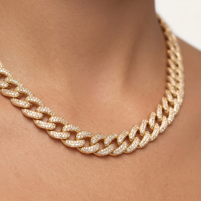 Chain Diamond 14K (or 18k upon request) Yellow Gold Link Necklace