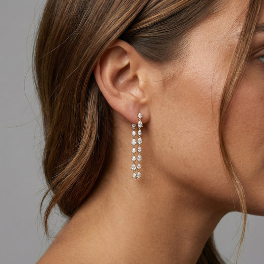 Pear Shape Diamond Hoop Earrings in 14K Yellow Gold