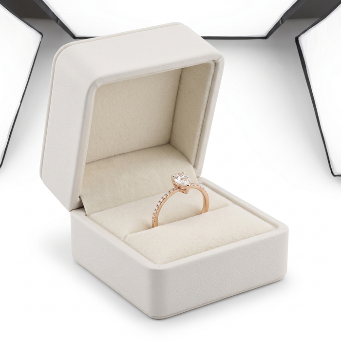 Delicate Solitaire Pear Diamond Ring in 14K Rose Gold